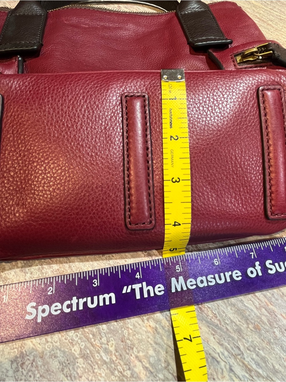 Fossil Emerson Burgundy, Brown Leather Shoulder Crossbody Bag EUC - Picture 12 of 16